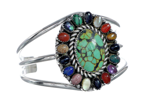 Navajo Native American Sterling Silver Turquoise Treasure Cuff Bracelet NX11782